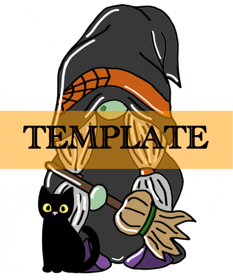 Witchy Gnome & Cat TEMPLATE